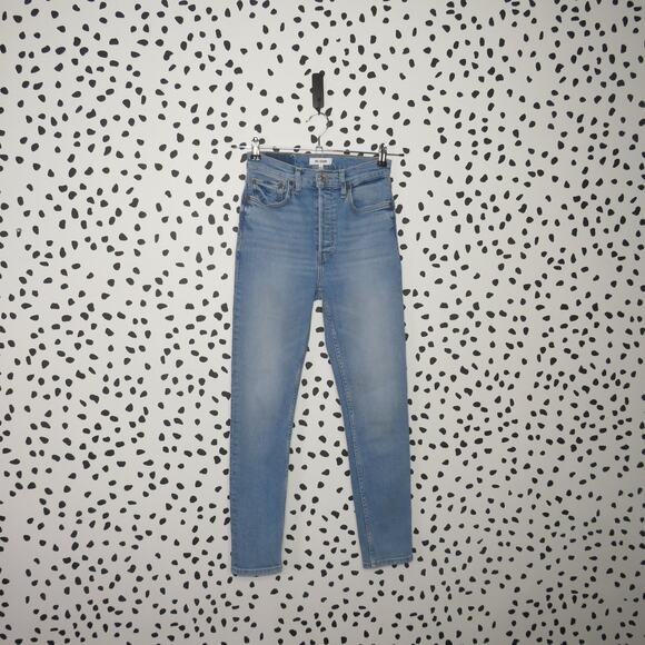 Re/Done Originals Light Wash Denim 90’s High Rise Skinny Ankle Crop Jeans - Picture 3 of 13